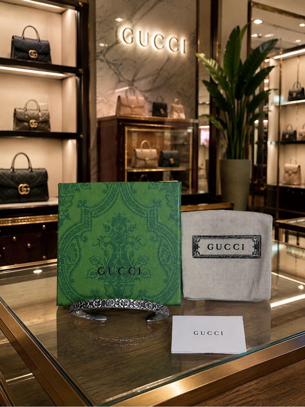 Gucci Interlocking G Floral Cuff Bracelet with  Gift Box and Dust Bag